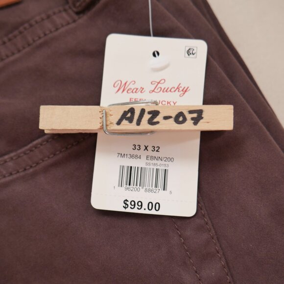 Lucky Brand 412 Sateen Jean Pants Men's Size 33x32 Athletic Fit Slim Leg NWT - Picture 7 of 8